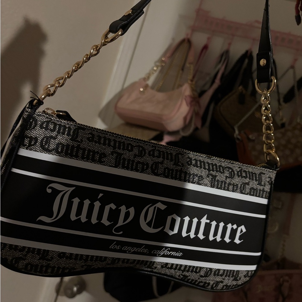Juicy Couture Black and White Shoulder Bag with Striking Branding